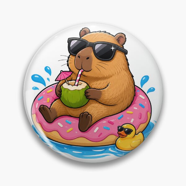 Item preview, Cool capybara on summer vacation – Cute pool party animal motif designed and sold by moodoodle.design.