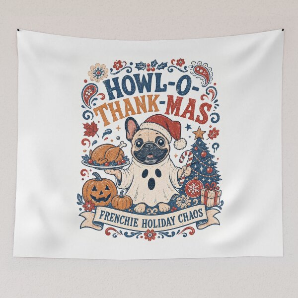 Item preview, Howl-O-Thank-Mas French Bulldog Holiday Chaos designed and sold by JerdbordinShop.