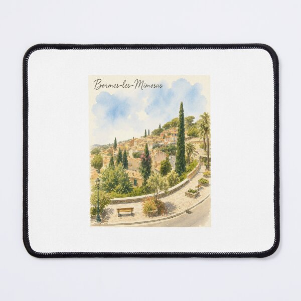 Item preview, Bormes-les-Mimosas Watercolor Travel Poster | French Riviera Village Art Print | Provence France Wall Decor designed and sold by Ramona-Gliga.