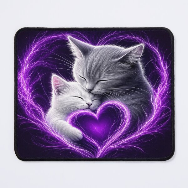 Item preview, Purple Heart Cat Love | Glowing Fantasy Cat Graphic designed and sold by ArtoryNest.