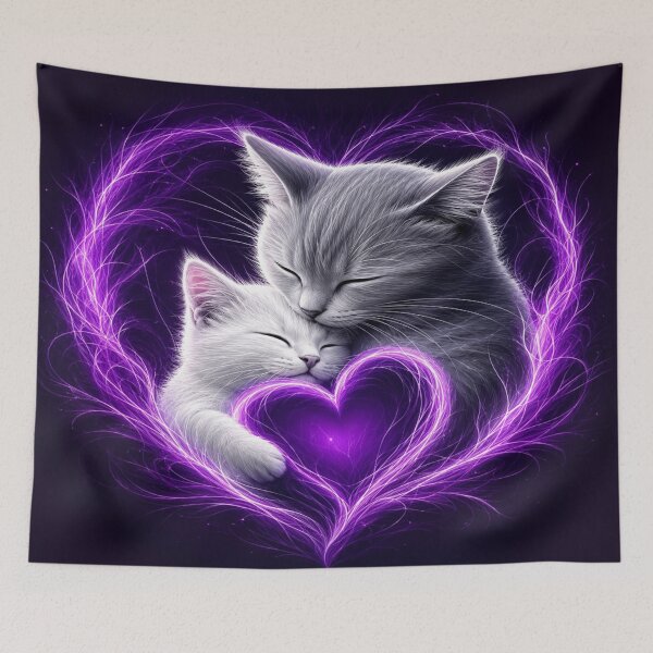 Item preview, Purple Heart Cat Love | Glowing Fantasy Cat Graphic designed and sold by ArtoryNest.