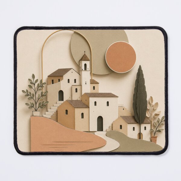 Item preview, Mediterranean Village Paper Cut Landscape Illustration designed and sold by Siti Hoiriyah.