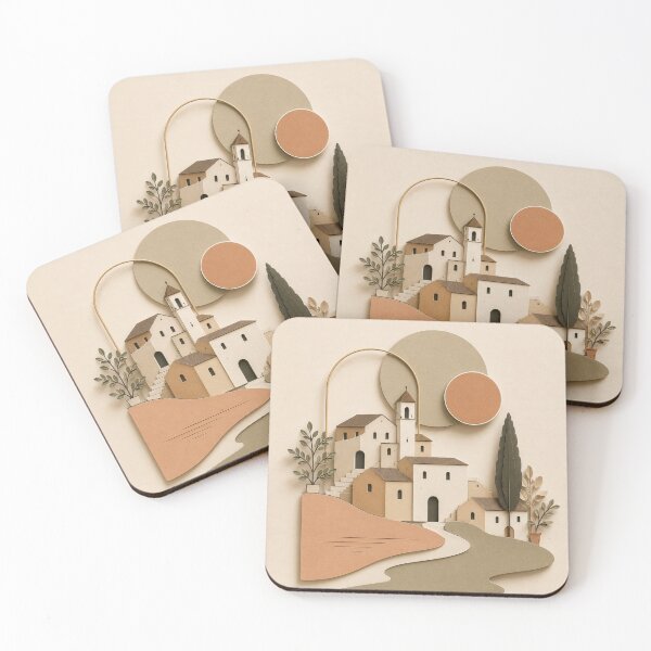 Item preview, Mediterranean Village Paper Cut Landscape Illustration designed and sold by Siti Hoiriyah.