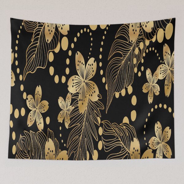 Item preview, Gilded Botanical: Luxe Gold and Black Floral Pattern designed and sold by LiveLearnCreate.