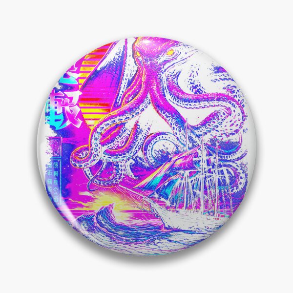 Item preview, Cthulhu Kraken Synthwave Japanese Sea Monster T-Shirt designed and sold by Aru Pxle.
