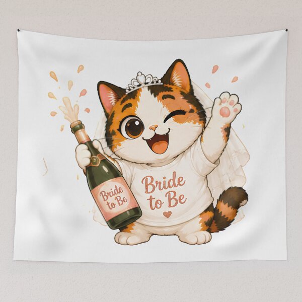 Item preview, Cute Calico Cat Bride to Be champagne designed and sold by Lunexa-Lab.