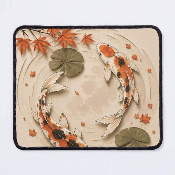 Item preview, Autumn Koi Fish Japanese Paper Cut Illustration designed and sold by Siti Hoiriyah.