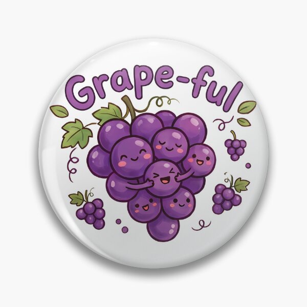 Item preview, Grape‑ful Kawaii punny sticker designed and sold by RGB-crayon.