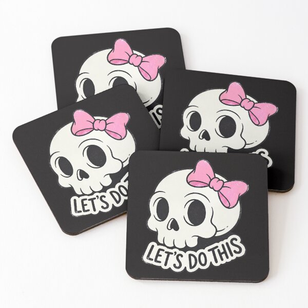 Item preview, Let’s Do This - Cute Skull With Pink Bow designed and sold by Graphic Vibe Designs.