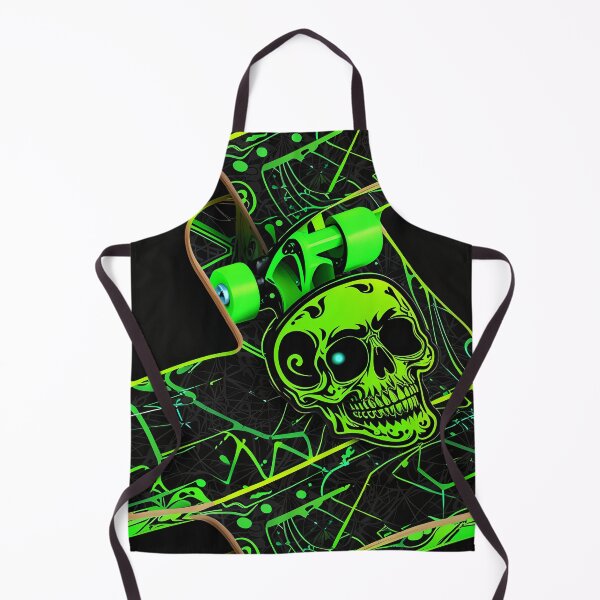 Item preview, Neon Green Scull Skate Board designed and sold by MrsPinDesigns.