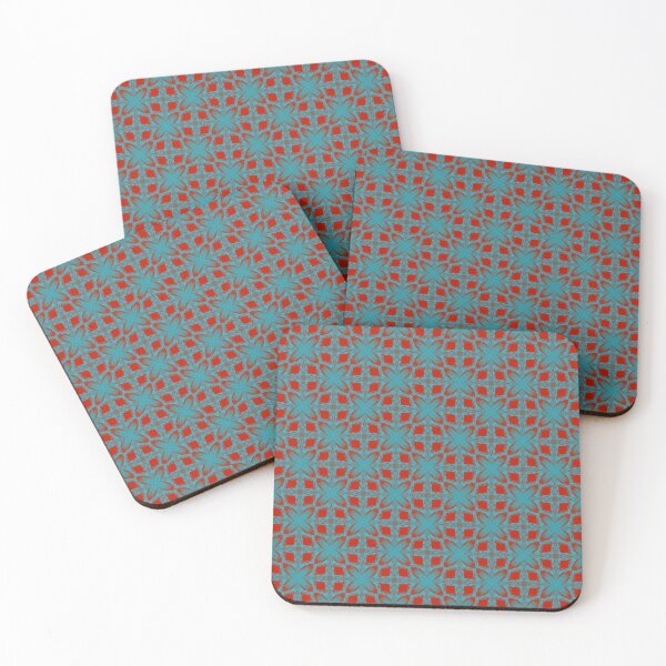Item preview, Turquoise and Red Cross Pattern designed and sold by Shy Fractal Designs.