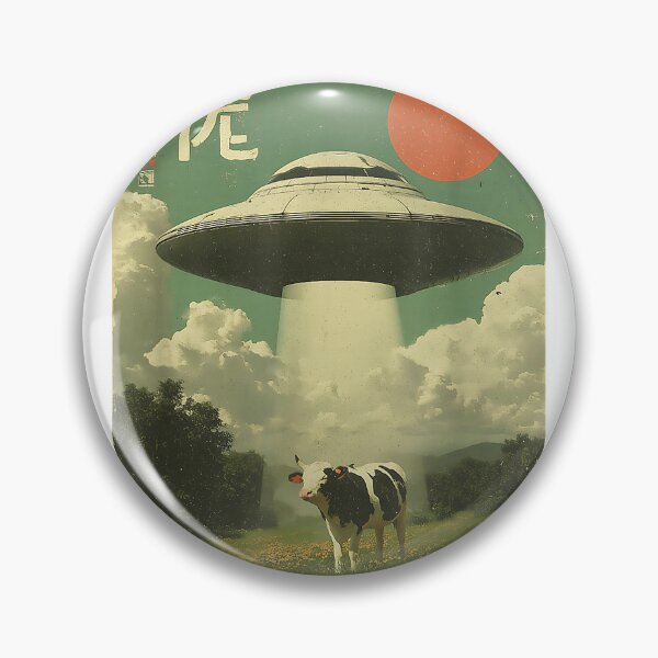Item preview, Funny Retro Vintage Japanese Cow Abduction Alien Spaceship T-Shirt designed and sold by Badriiiii.