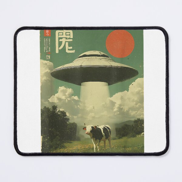 Item preview, Funny Retro Vintage Japanese Cow Abduction Alien Spaceship T-Shirt designed and sold by Badriiiii.