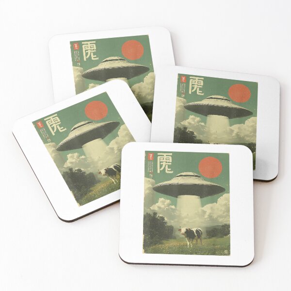 Item preview, Funny Retro Vintage Japanese Cow Abduction Alien Spaceship T-Shirt designed and sold by Badriiiii.