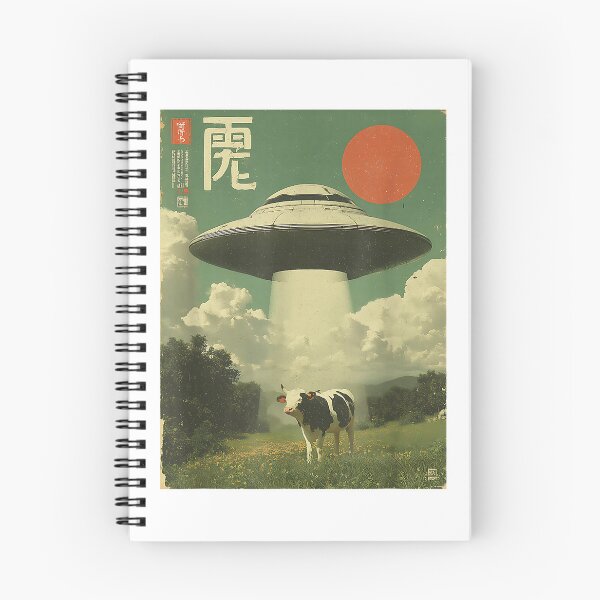 Item preview, Funny Retro Vintage Japanese Cow Abduction Alien Spaceship T-Shirt designed and sold by Badriiiii.
