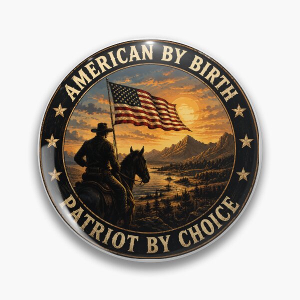 Item preview, American by Birth, Patriot by Choice – Cowboy USA Vintage Stickers designed and sold by Collins Design.
