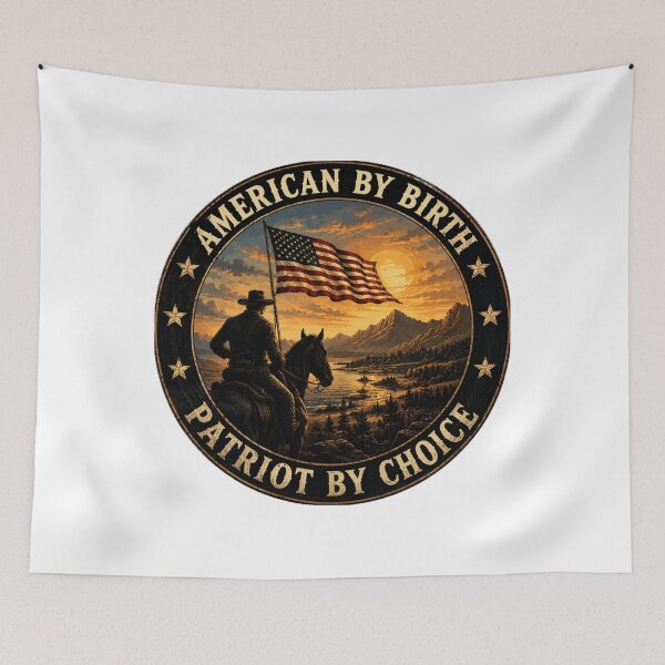 Item preview, American by Birth, Patriot by Choice – Cowboy USA Vintage Stickers designed and sold by Collins Design.
