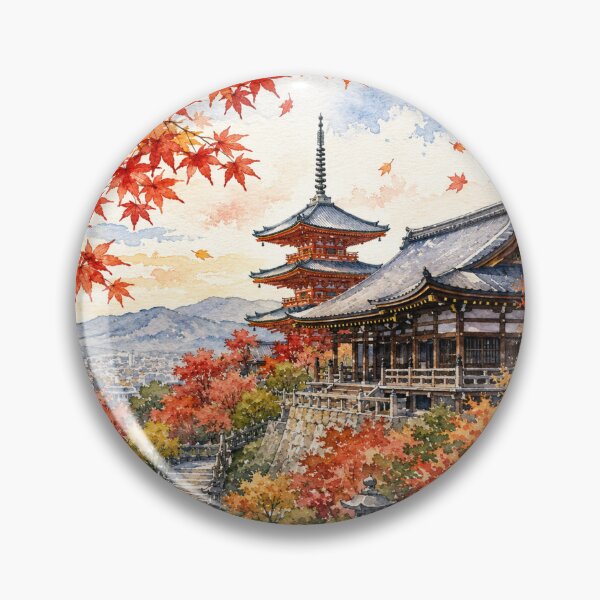 Item preview, Kyoto Autumn Temple Watercolor designed and sold by KyotoSeasons.