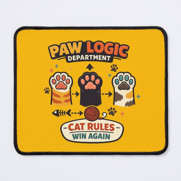 Item preview, Paw Logic Department Funny Cat Rules Retro Shirt designed and sold by Concrete Coffee Studio.