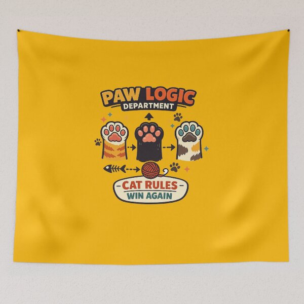 Item preview, Paw Logic Department Funny Cat Rules Retro Shirt designed and sold by Concrete Coffee Studio.