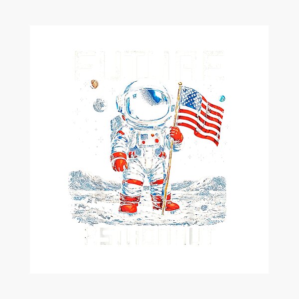 Item preview, Future Astronaut On The Moon Astronomy Outer Space USA Flag T-Shirt designed and sold by Aru Pxle.