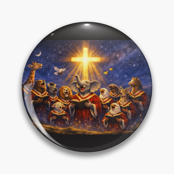 Item preview, Animals Gather at the Cross – Peaceful Night Scene designed and sold by MastersDesignNk.