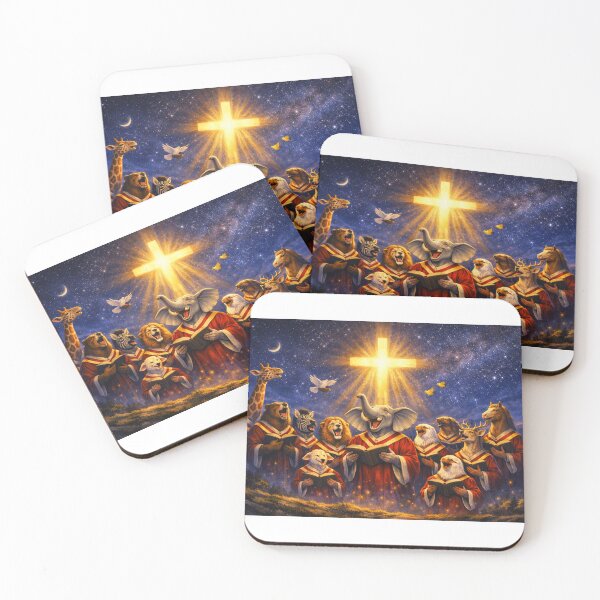 Item preview, Animals Gather at the Cross – Peaceful Night Scene designed and sold by MastersDesignNk.