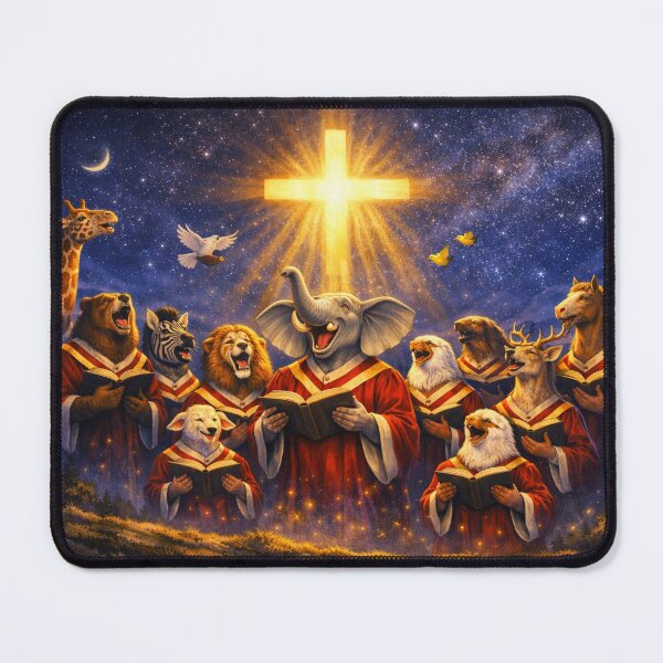 Item preview, Animals Gather at the Cross – Peaceful Night Scene designed and sold by MastersDesignNk.
