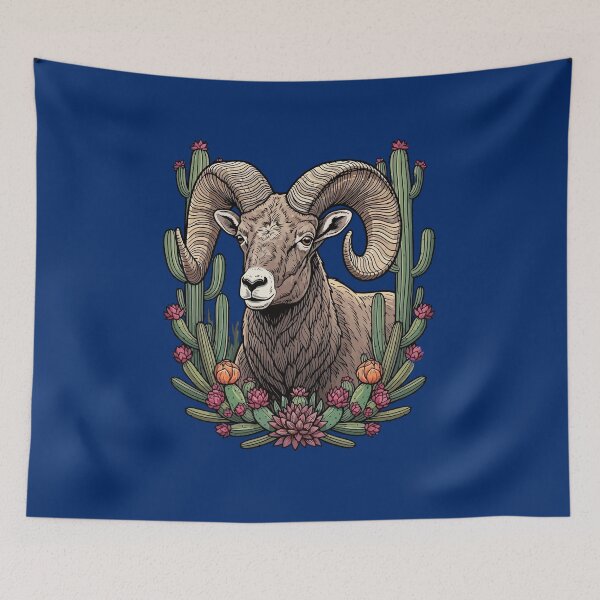 Item preview, Colorado Bighorn Sheep And Claret Cup Cactus designed and sold by taiche.