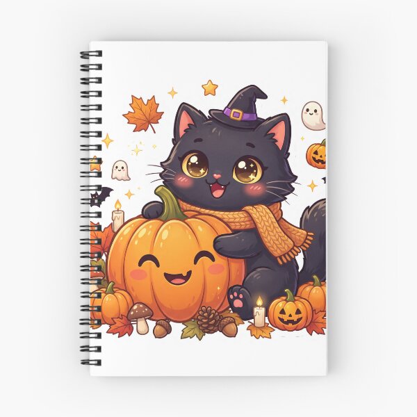 Item preview, Cute Black Cat Hugging Pumpkin  Kawaii Halloween Cat Sticker  Autumn Cottagecore T-Shirt designed and sold by Him0227.