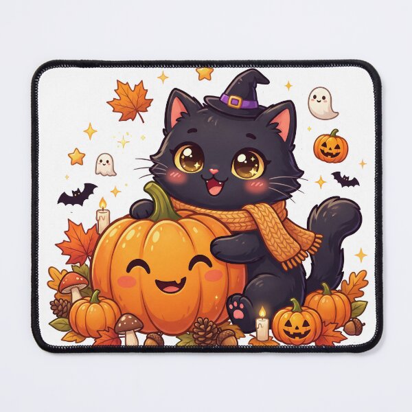 Item preview, Cute Black Cat Hugging Pumpkin Kawaii Halloween Cat Sticker Autumn Cottagecore T-Shirt designed and sold by Him0227.