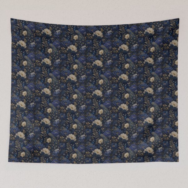 Item preview, Elegant Blue Peacock and Peony Floral Pattern | Luxury Botanical Art designed and sold by PatternFranzy.