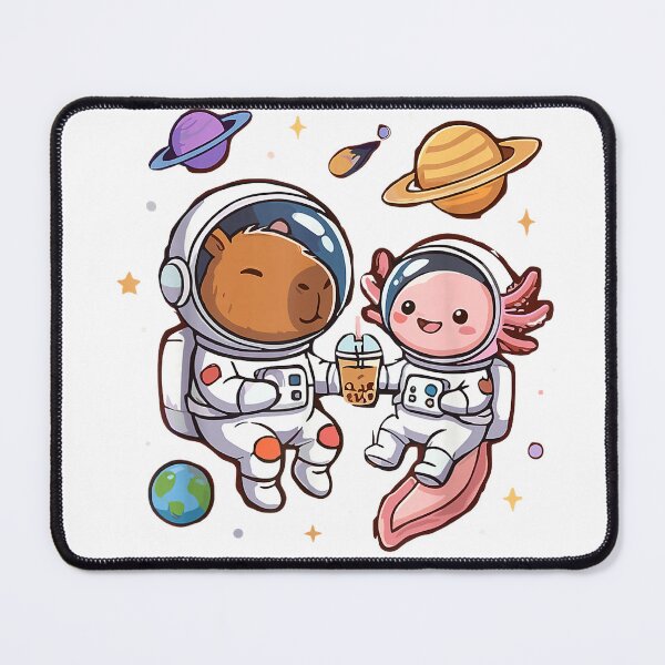 Item preview, Kawaii Astronaut Capybara Axolotl Space Bubble Tea T-Shirt designed and sold by Aru Pxle.