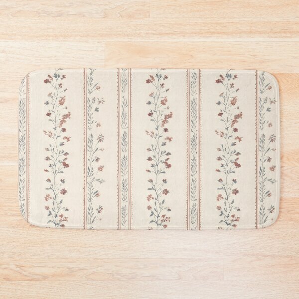 Item preview, French Garden Floral Stripe — Terracotta Blue Botanical Vintage Print designed and sold by BestVarieties.