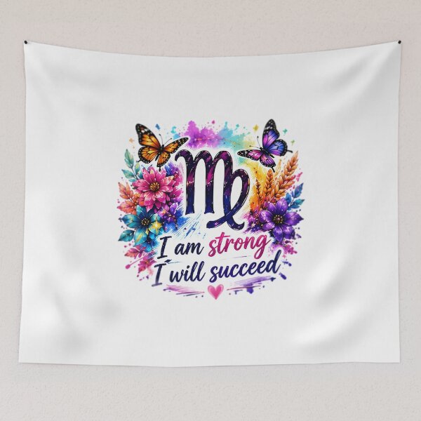 Item preview, Virgo I Am Strong I Will Succeed Butterfly Floral Art designed and sold by Zodiac Celestial Art.