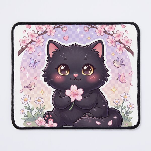 Item preview, Cute Black Cat with Sakura Blossoms Kawaii Cherry Blossom Cat Sticker Japanese Spring T-Shirt designed and sold by Him0227.