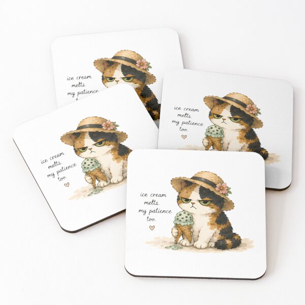 Item preview, Grumpy Calico Cat Summer Watercolor designed and sold by Lunexa-Lab.