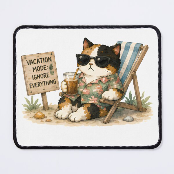 Item preview, Grumpy Calico Cat Summer watercolor Beach designed and sold by Lunexa-Lab.