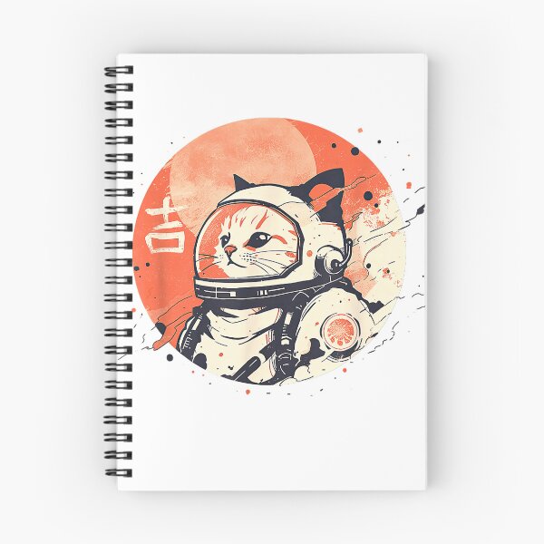 Item preview, Japanese Minimalist 1950s Retro Space Cat Good Luck Kanji T-Shirt designed and sold by DArtfulStudio.
