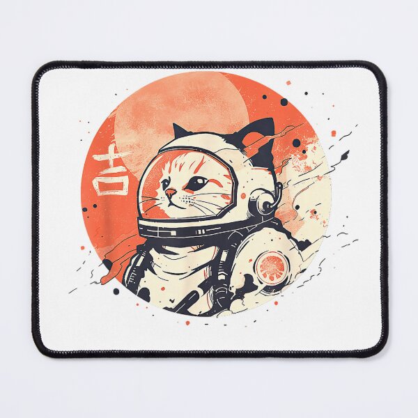 Item preview, Japanese Minimalist 1950s Retro Space Cat Good Luck Kanji T-Shirt designed and sold by DArtfulStudio.