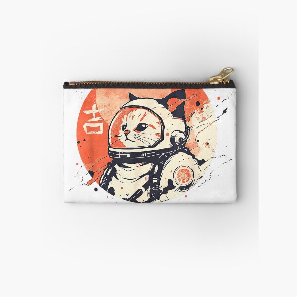 Item preview, Japanese Minimalist 1950s Retro Space Cat Good Luck Kanji T-Shirt designed and sold by DArtfulStudio.