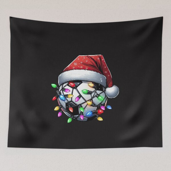 Item preview, Christmas Soccer Ball Santa Hat Holiday Lights Festive Football Design designed and sold by kiralynstration.