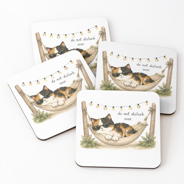 Item preview, Grumpy Calico Cat Summer watercolor Do not disturb designed and sold by Lunexa-Lab.