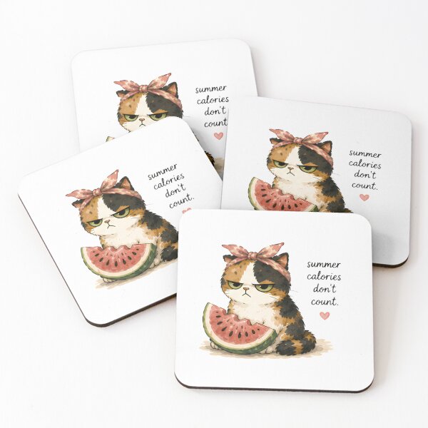 Item preview, Grumpy Calico Cat Summer watercolor watermelon designed and sold by Lunexa-Lab.
