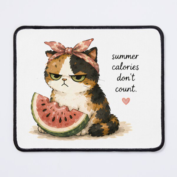 Item preview, Grumpy Calico Cat Summer watercolor watermelon designed and sold by Lunexa-Lab.