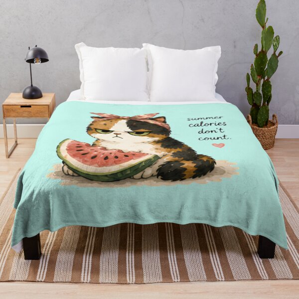 Item preview, Grumpy Calico Cat Summer watercolor watermelon designed and sold by Lunexa-Lab.