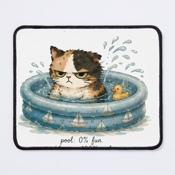 Item preview, Grumpy Calico Cat Summer watercolor Pool designed and sold by Lunexa-Lab.
