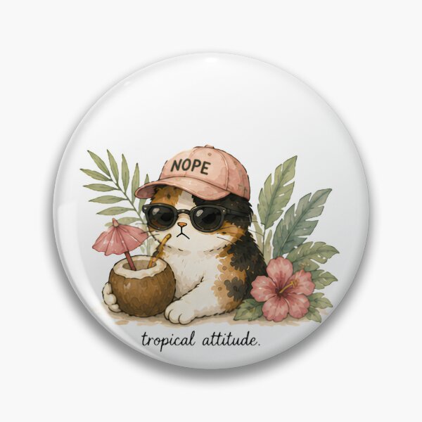 Item preview, Grumpy Calico Cat Summer watercolor tropical designed and sold by Lunexa-Lab.