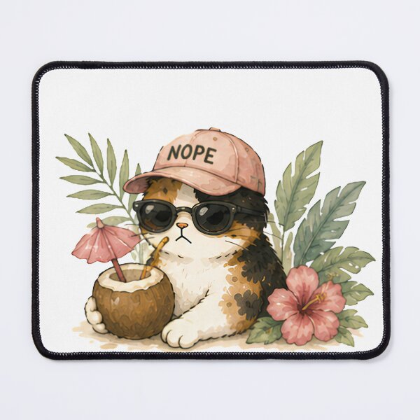 Item preview, Grumpy Calico Cat Summer watercolor tropical designed and sold by Lunexa-Lab.
