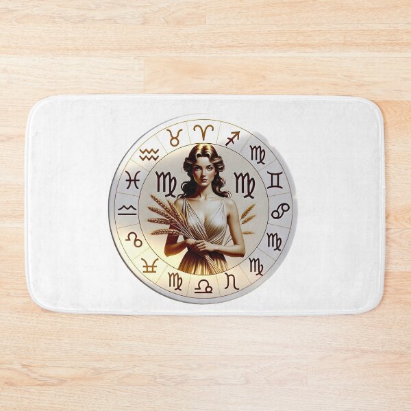 Item preview, Virgo Goddess Zodiac Wheel All Signs Gold Art designed and sold by Zodiac Celestial Art.
